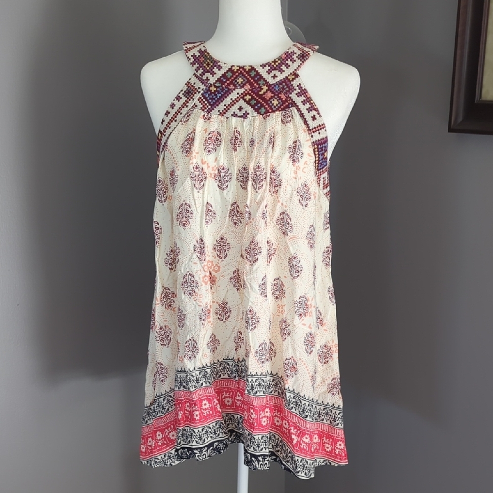 3 For $30. Boho Sleeveless Top with Fun Print And Accents